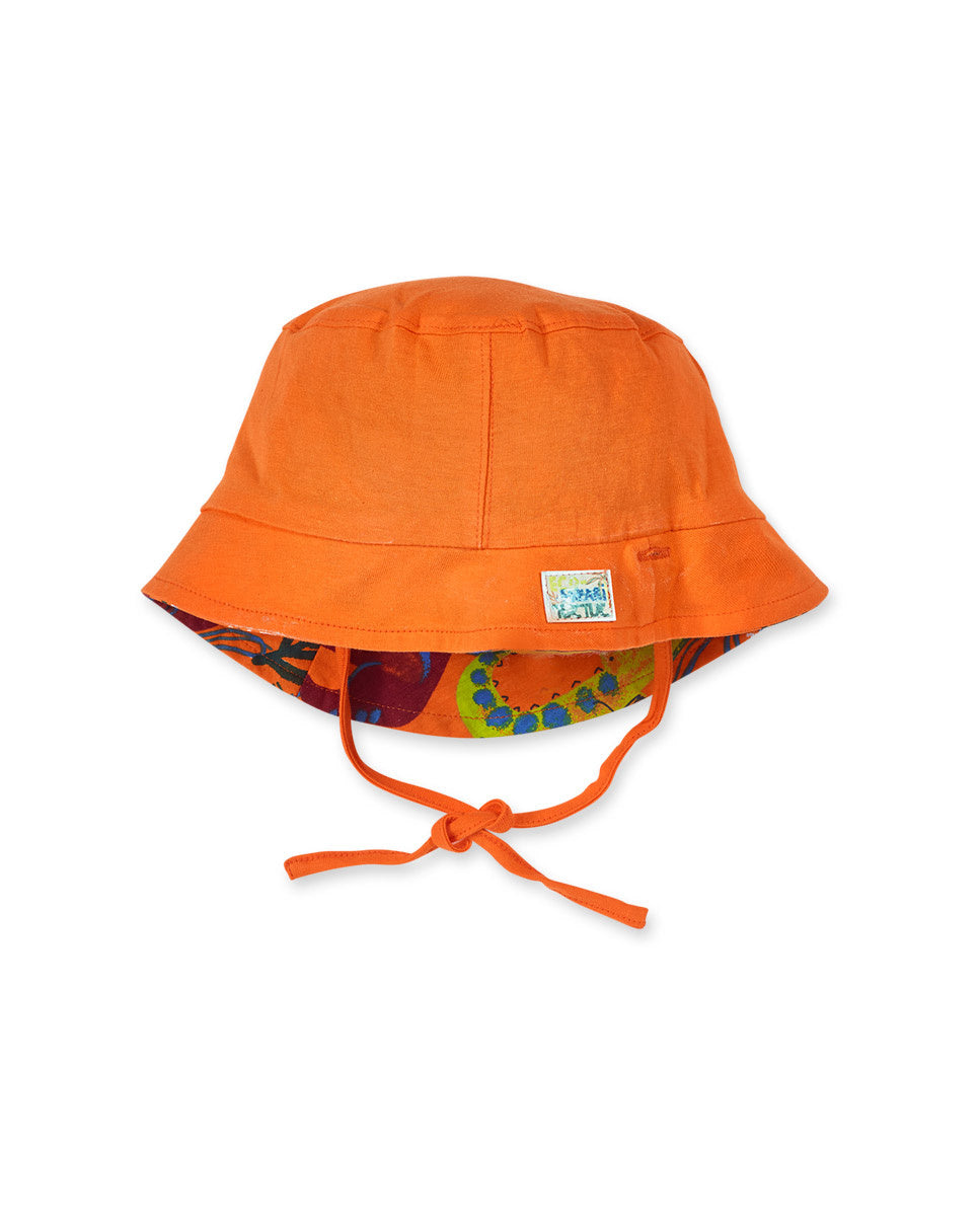 Gorro plana naranja reversible niño Eco-Safari