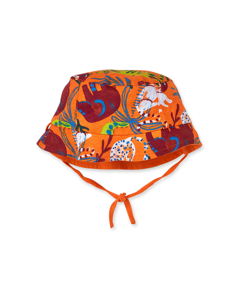 Gorro plana naranja reversible niño Eco-Safari