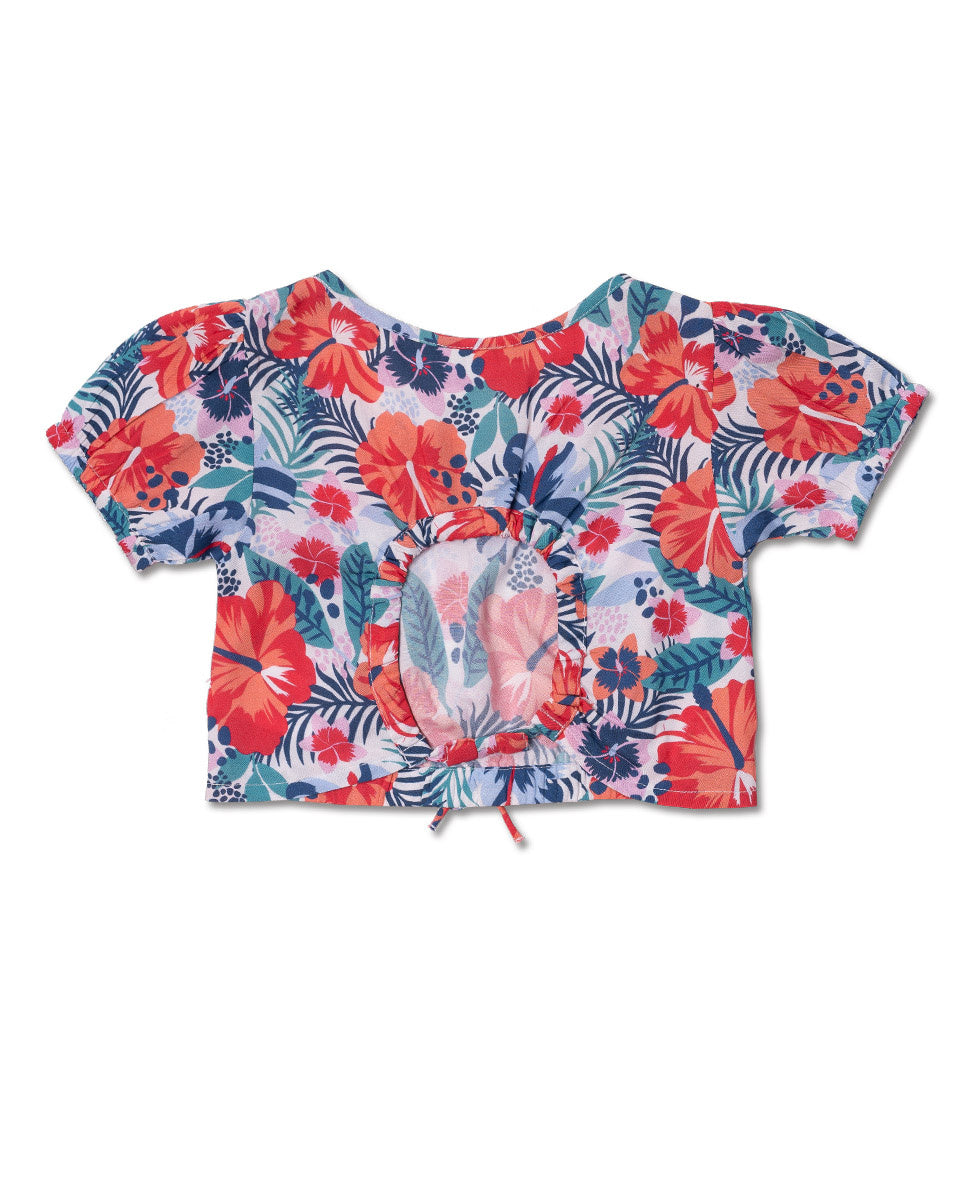 Camiseta plana estampada niña Hello Playa