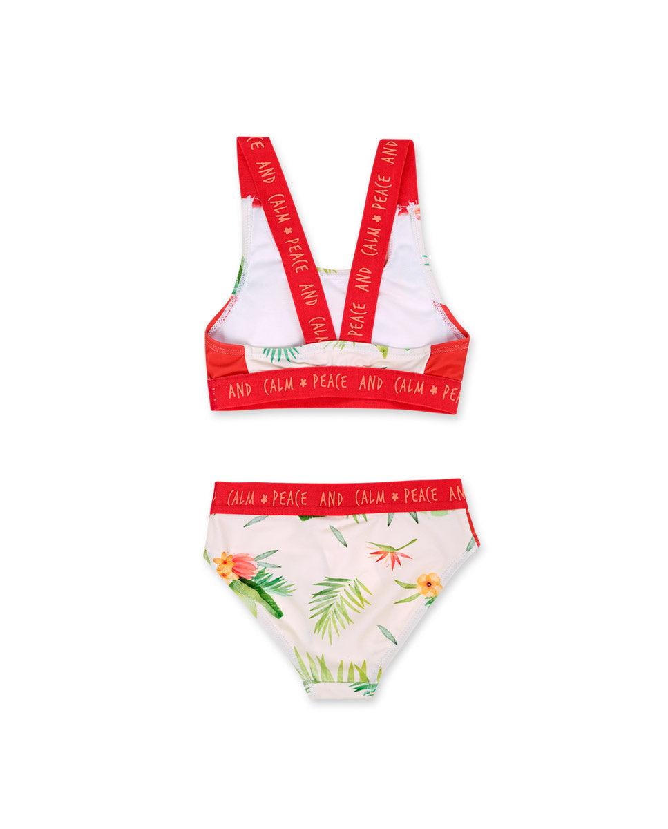 Bikini blanco naranja niña Oasis