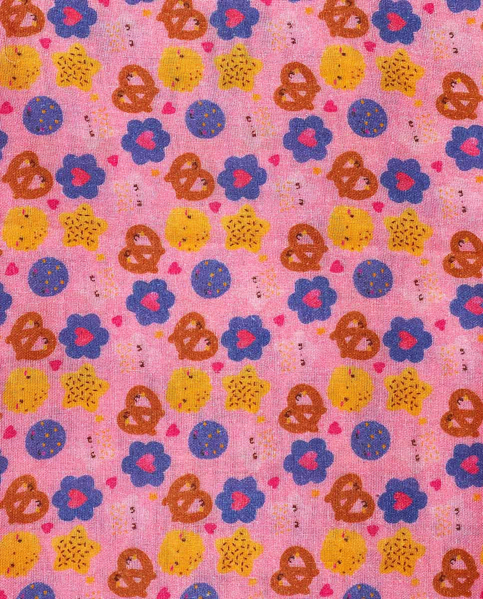 Muselina punto rosa estampado niña Happy Cookies