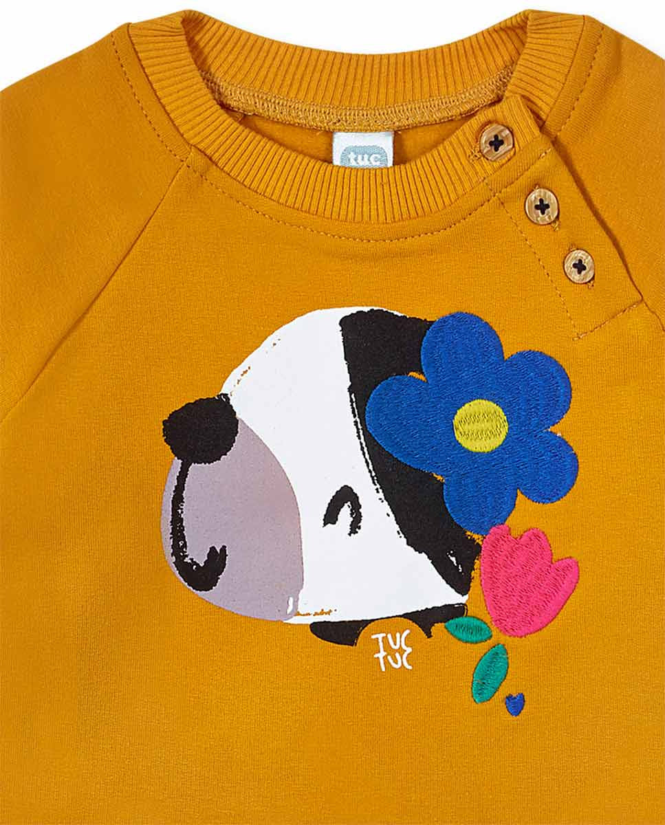 Conjunto felpa plana amarillo niña Pugs Life