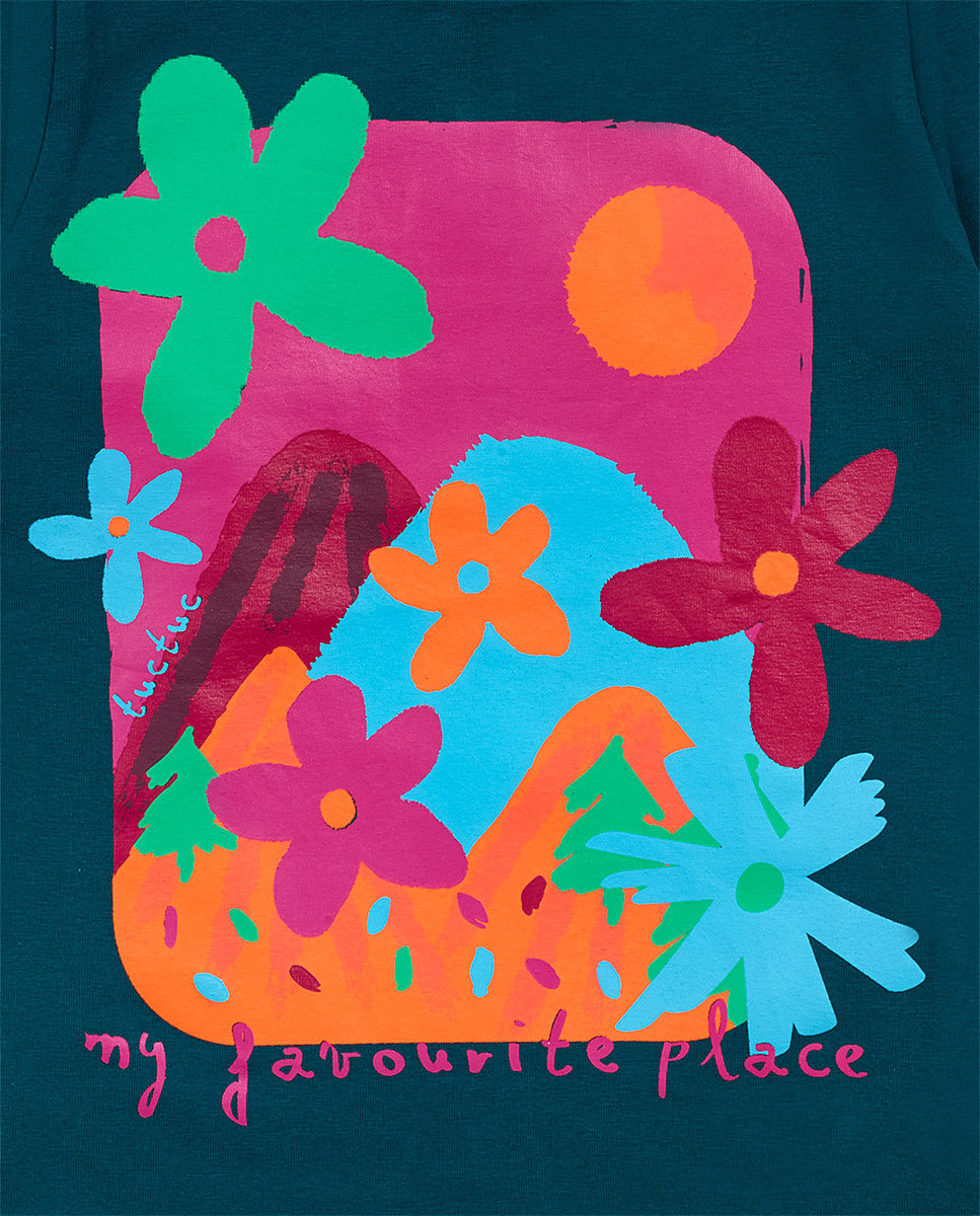 Camiseta punto verde niña Trecking Time