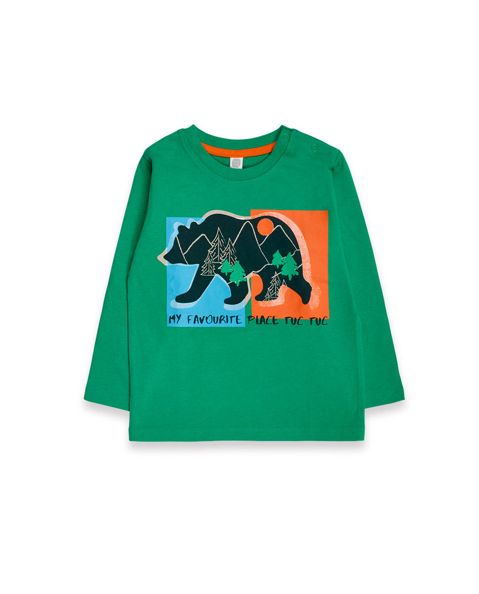 Camiseta punto verde de niño Trecking Time