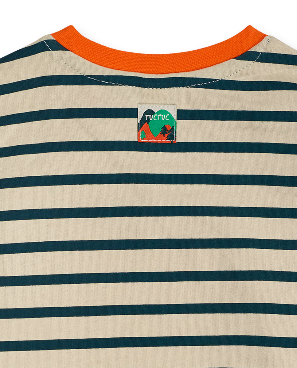 Camiseta punto naranja verde niño Trecking Time