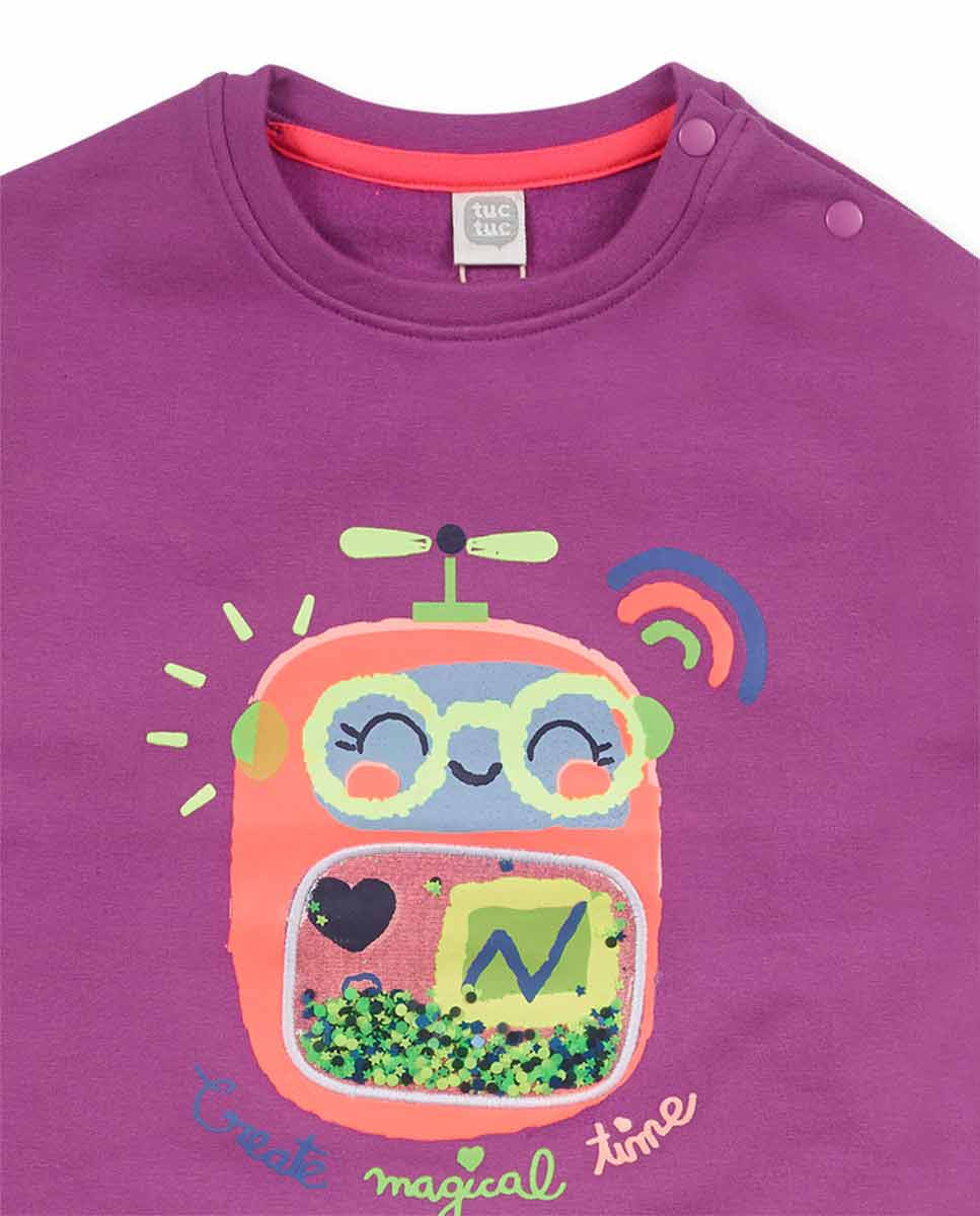 Conjunto felpa lila niña Robot Maker