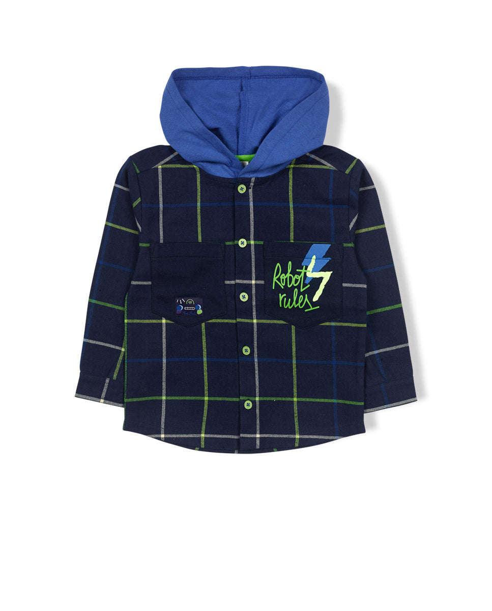 Camisa franela punto azul niño Robot Maker