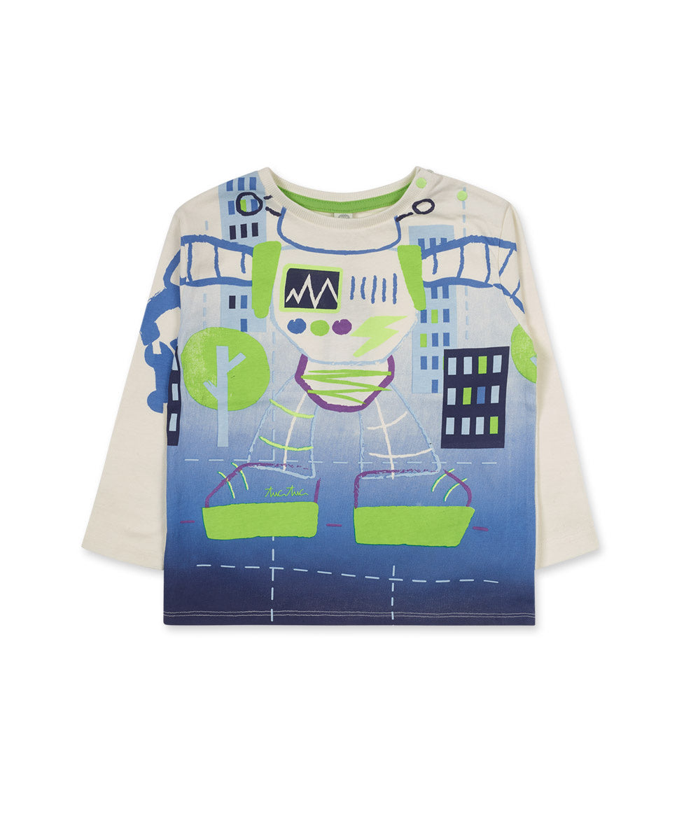 Camiseta punto blanco niño Robot Maker