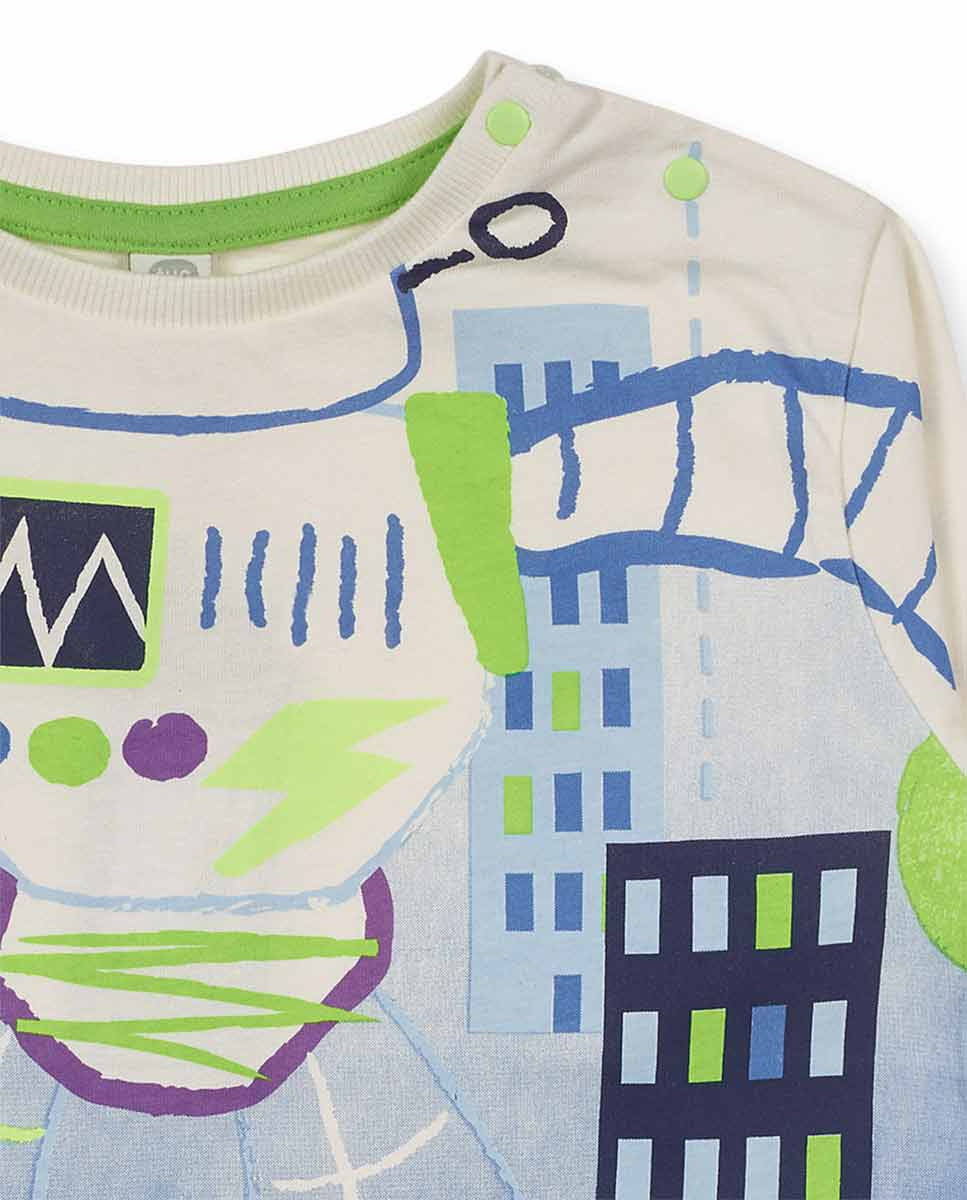 Camiseta punto blanco niño Robot Maker