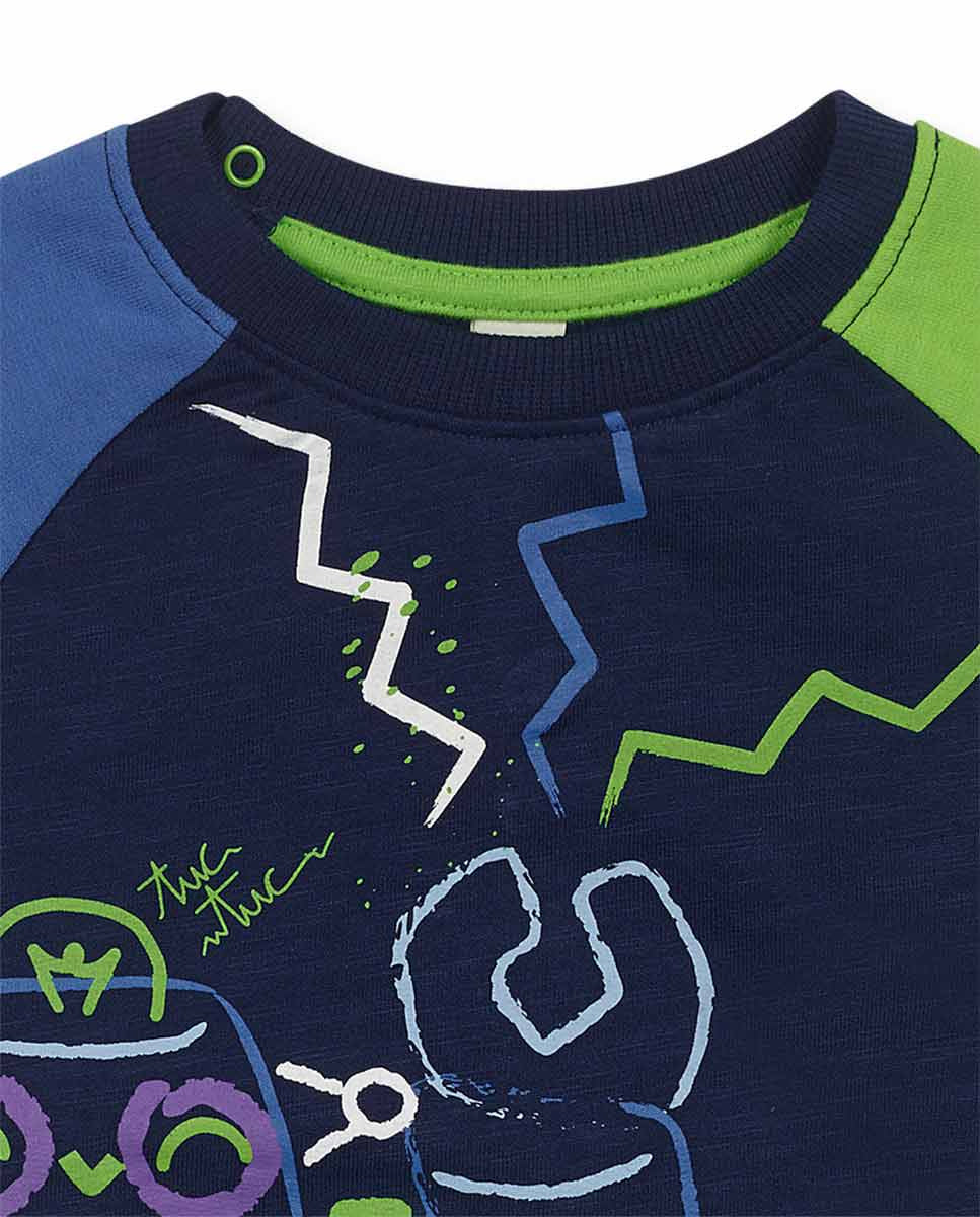 Sudadera felpa azul de niño Robot Maker