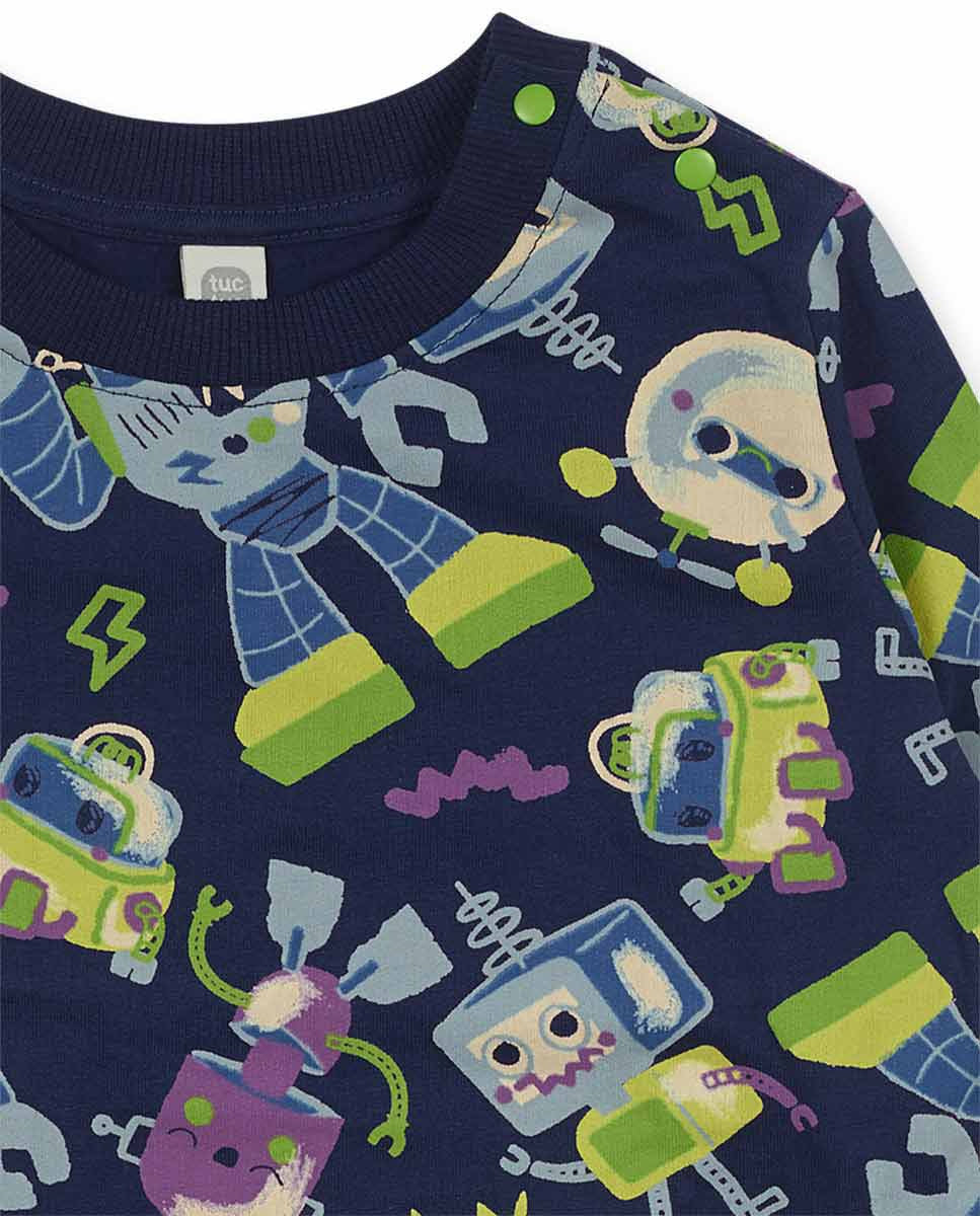 Conjunto felpa azul de niño Robot Maker