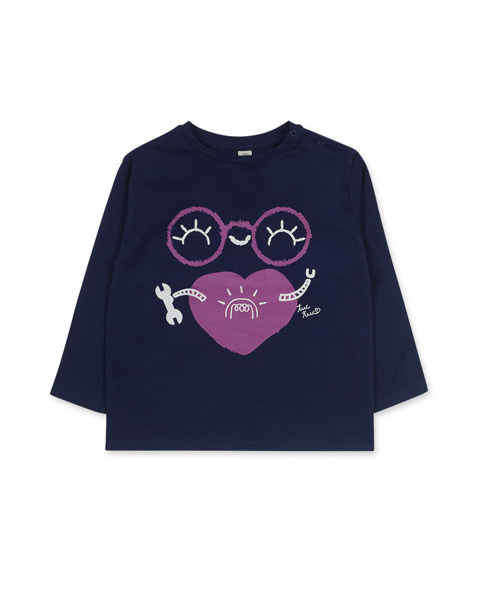 Camiseta punto azul niña Robot Maker