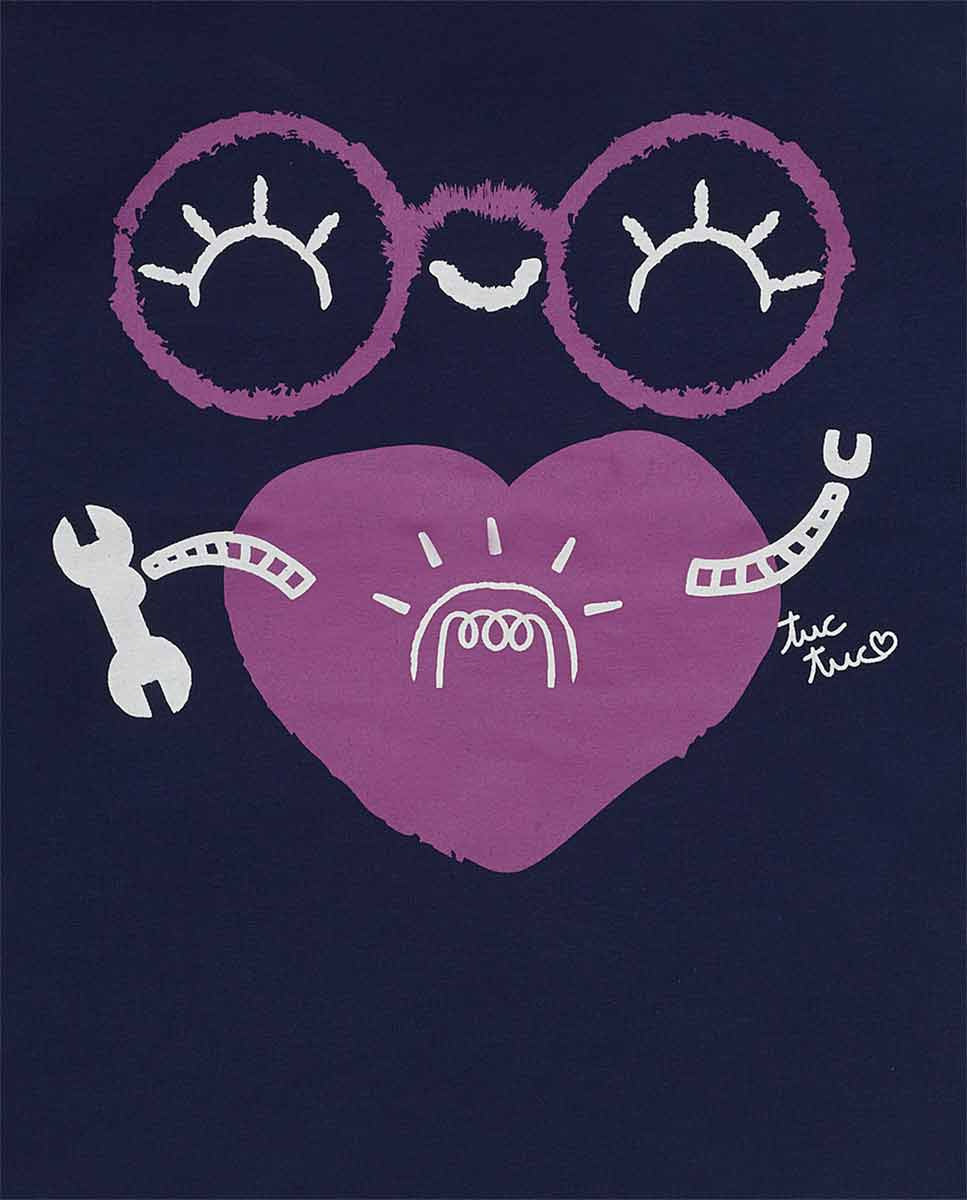 Camiseta punto azul niña Robot Maker