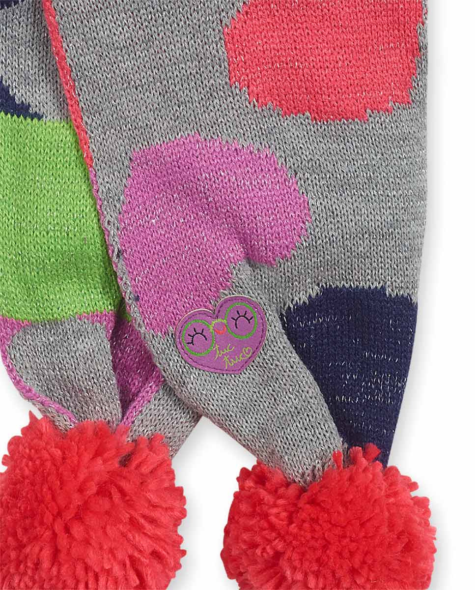 Gorro y bufanda tricot gris niña Robot Maker