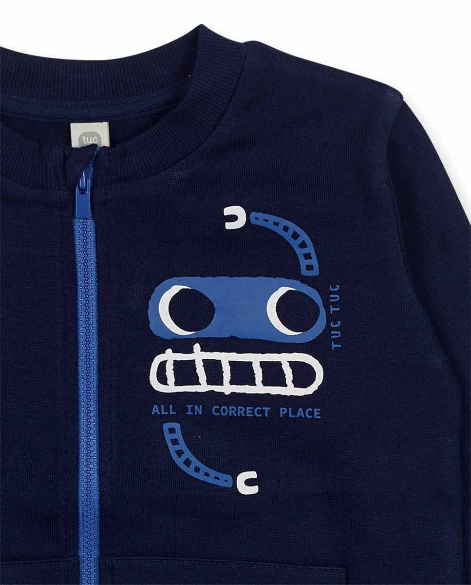 Chaqueta felpa azul niño Robot Maker