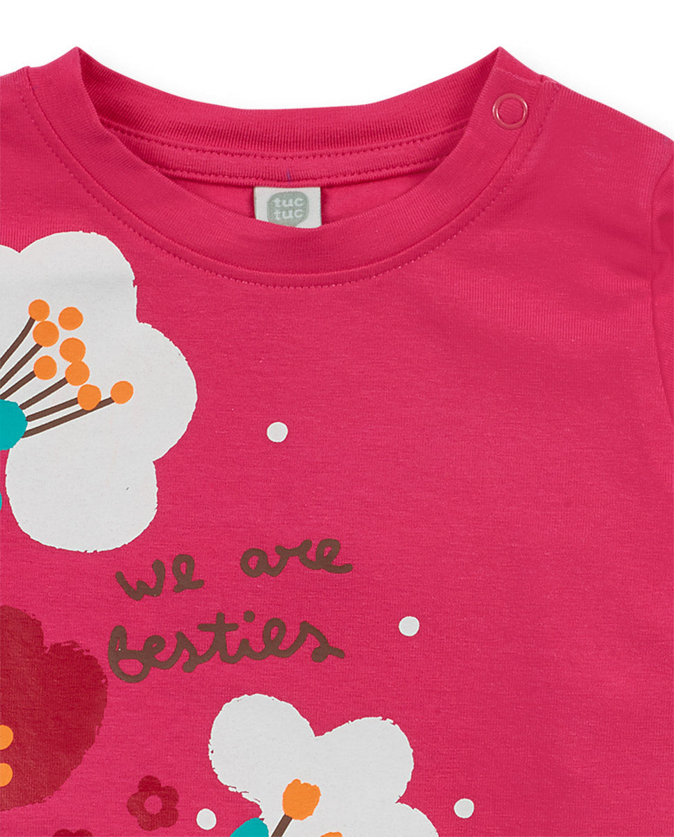 Camiseta punto rosa de niña Besties