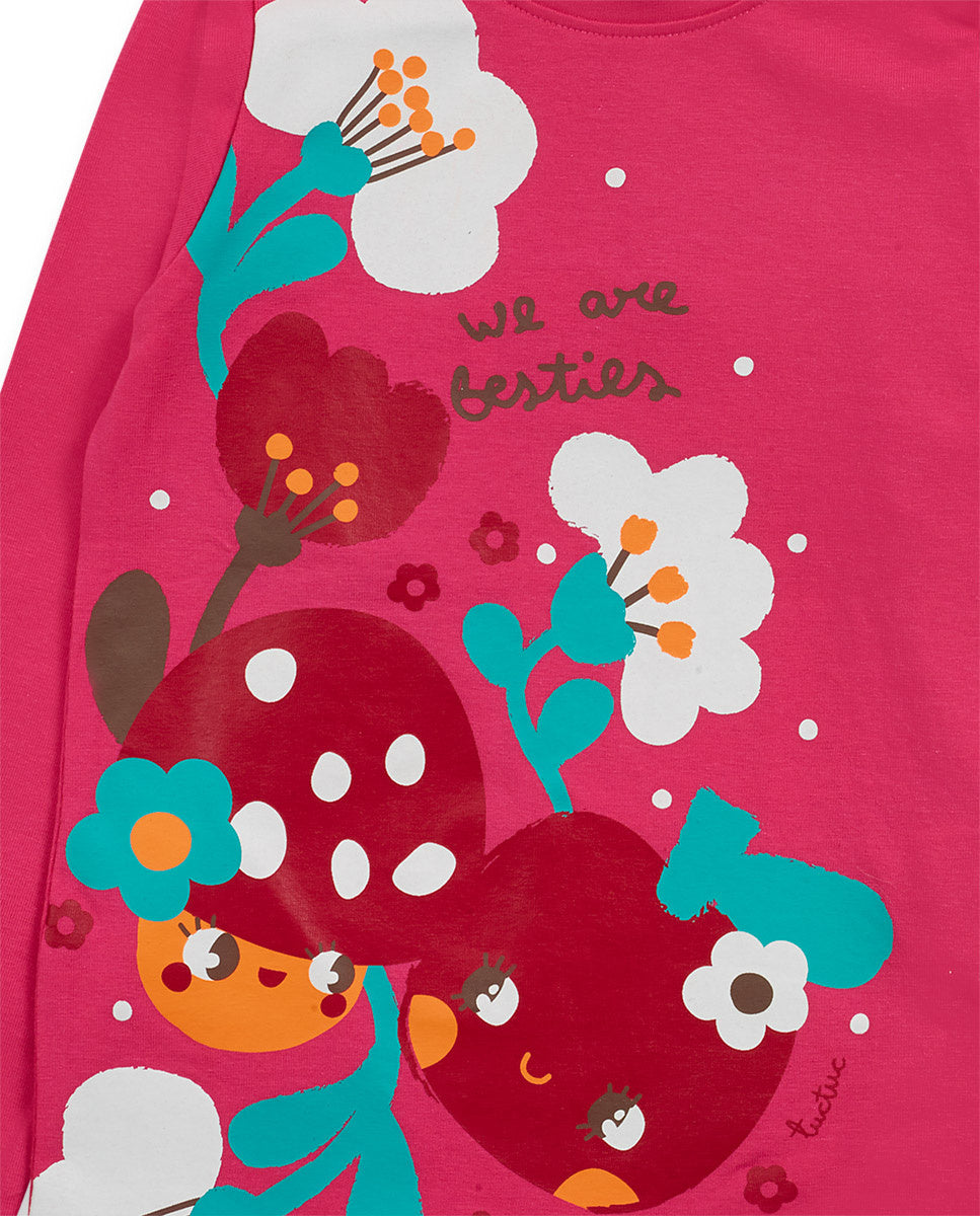 Camiseta punto rosa de niña Besties
