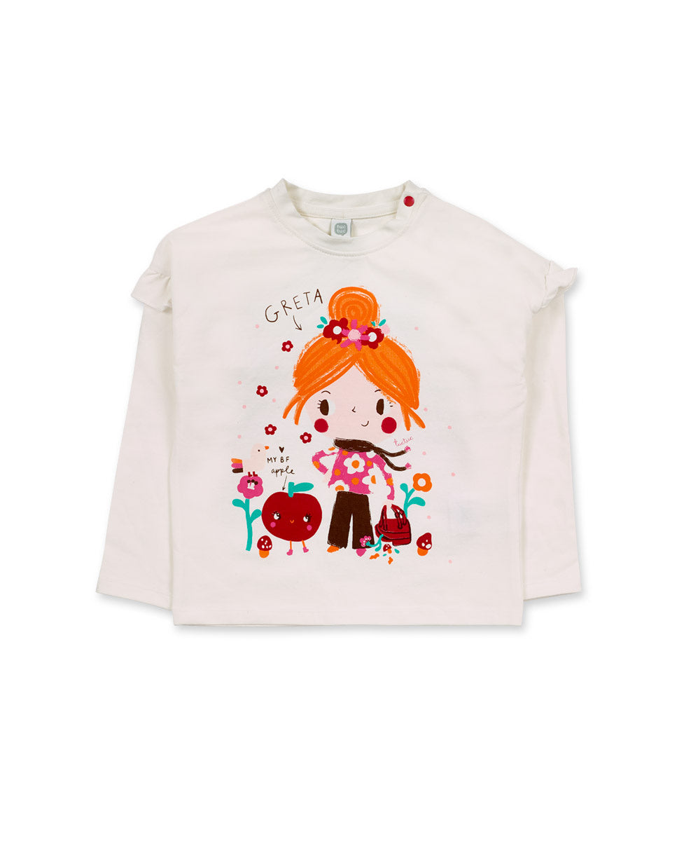Camiseta punto blanco de niña Besties