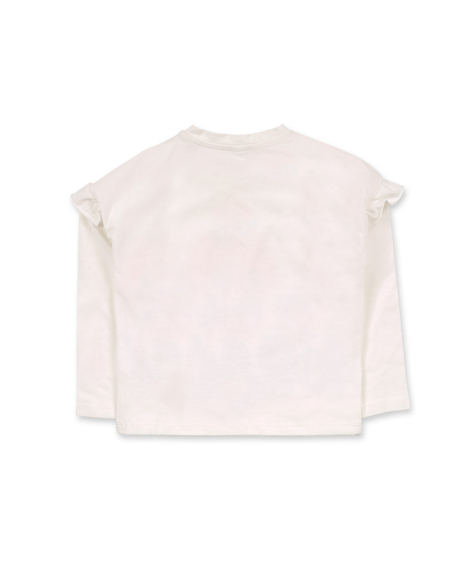 Camiseta punto blanco de niña Besties