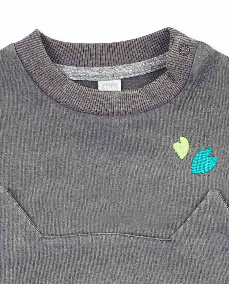 Camiseta punto gris niña Cattitude