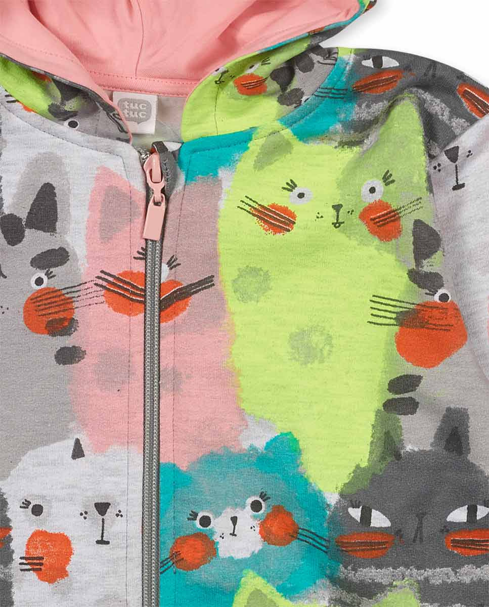 Chaqueta felpa gris niña Cattitude