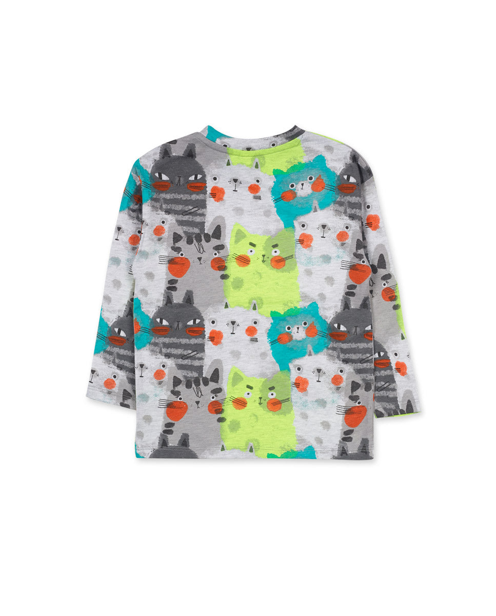 Camiseta punto gris niño Cattitude