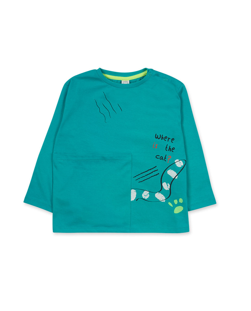 Camiseta punto azul niño Cattitude