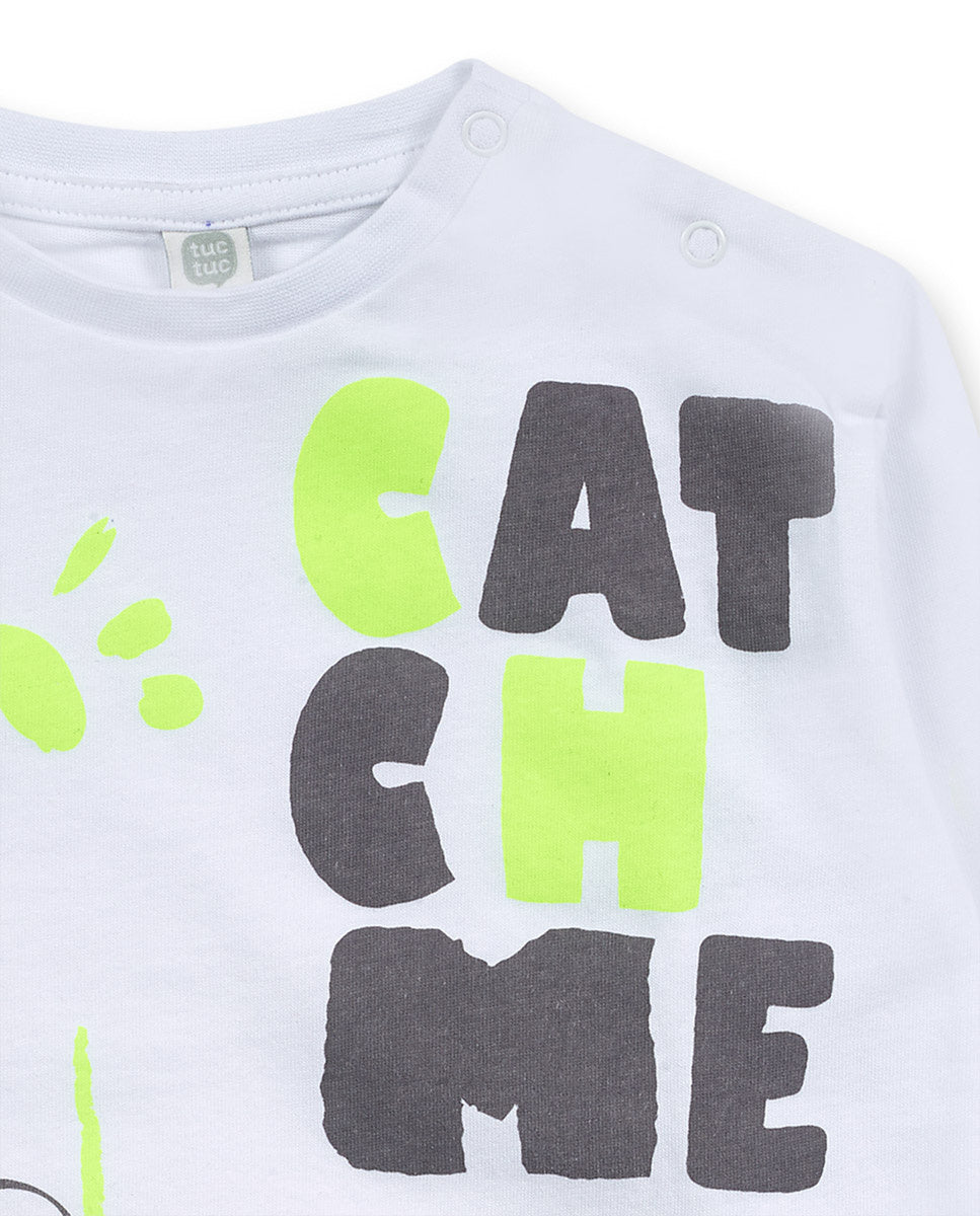 Camiseta punto blanco niño Cattitude