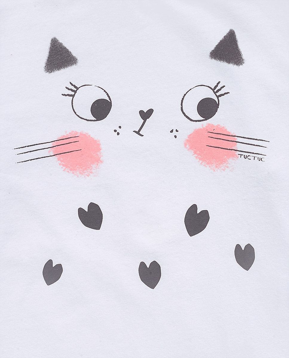 Camiseta punto blanco niña Cattitude