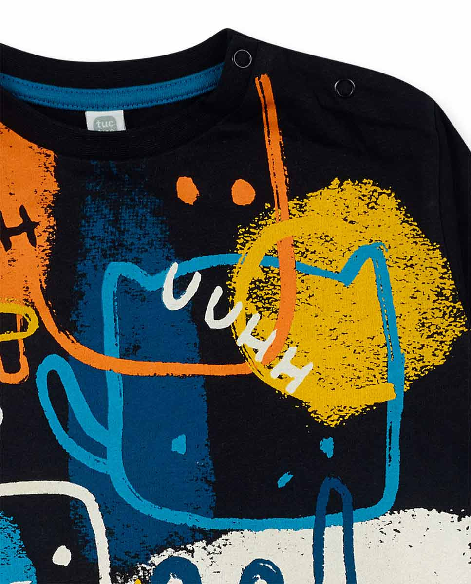 Camiseta punto negro de niño Big Hugs