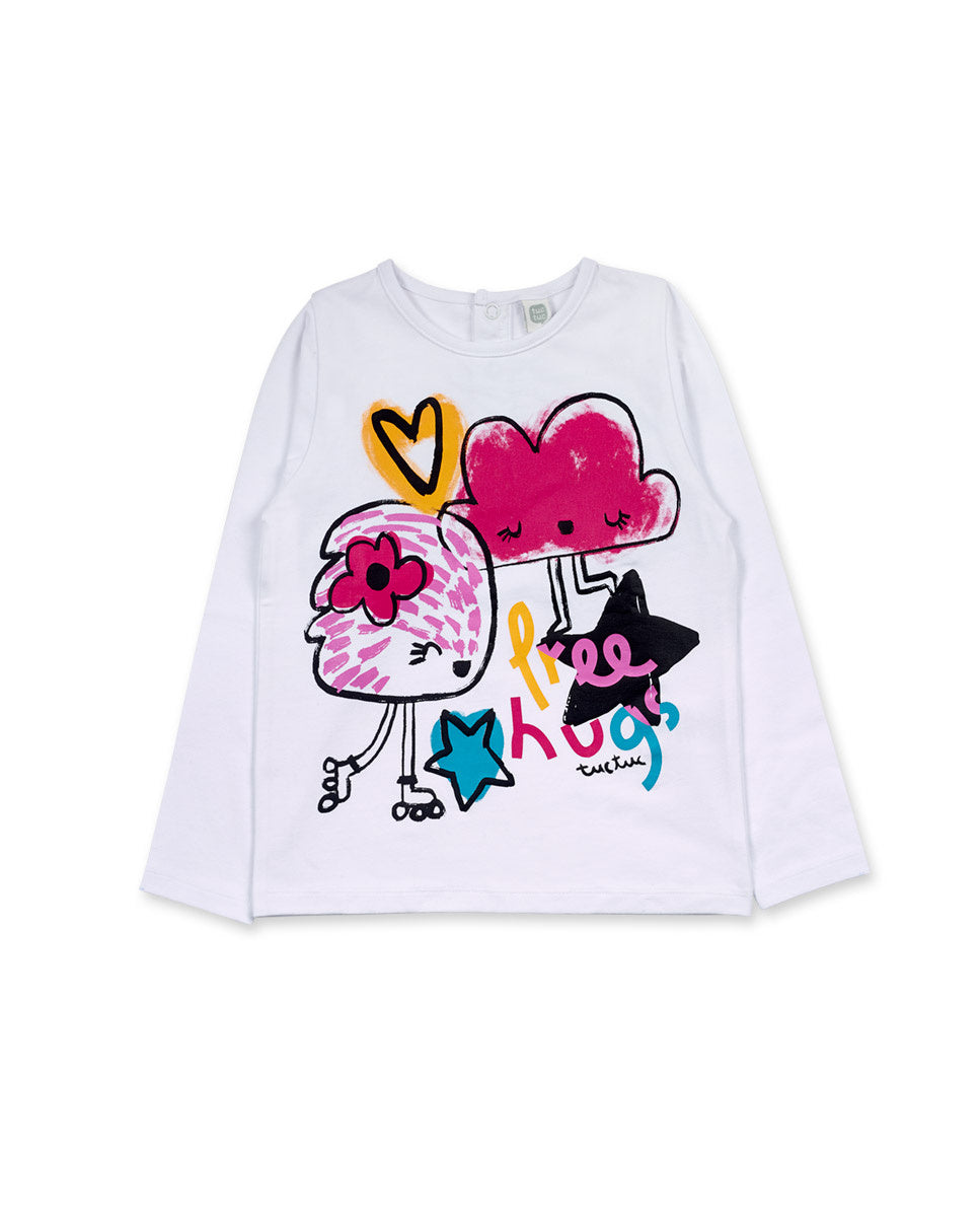Camiseta punto blanco de niña Big Hugs