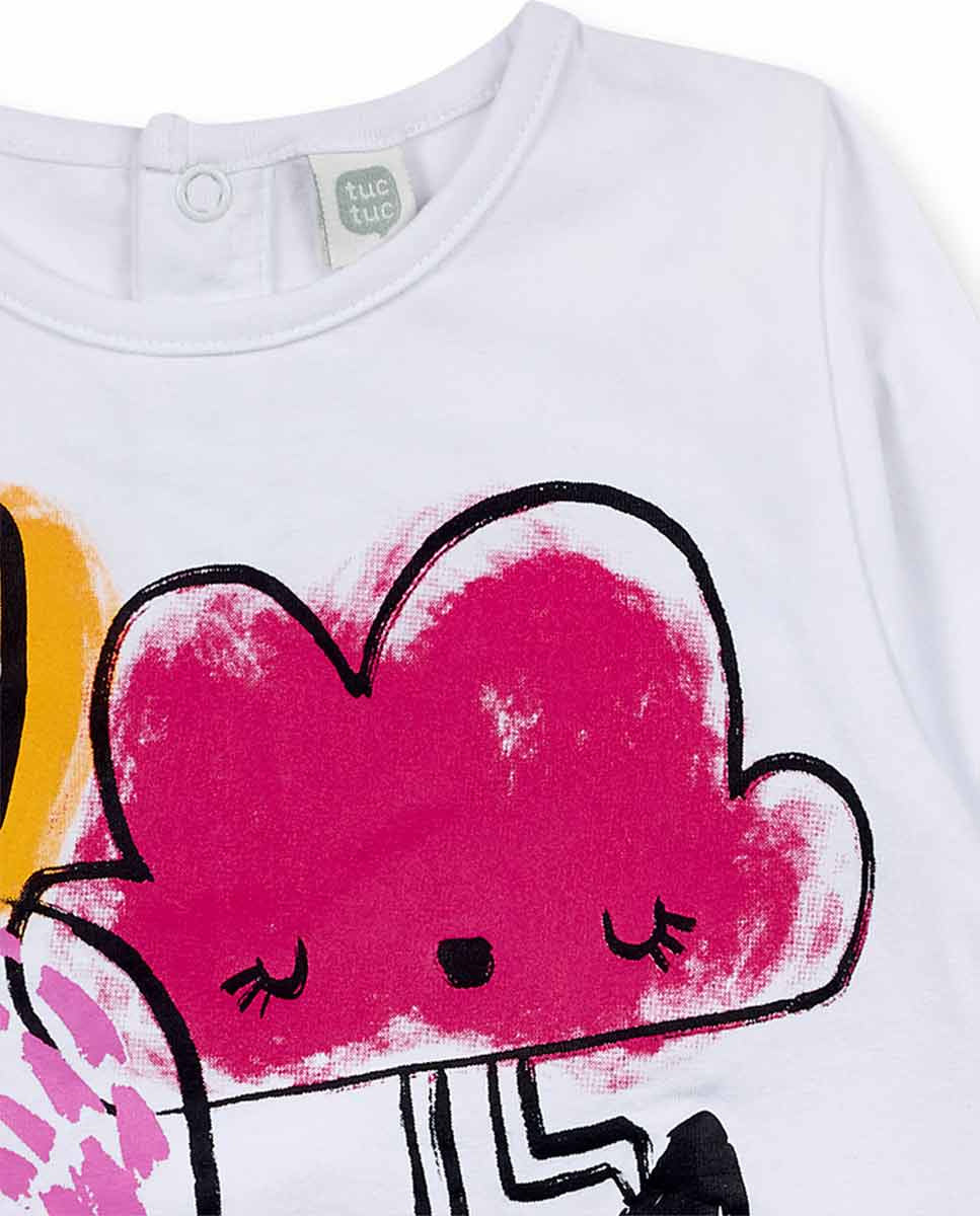 Camiseta punto blanco de niña Big Hugs