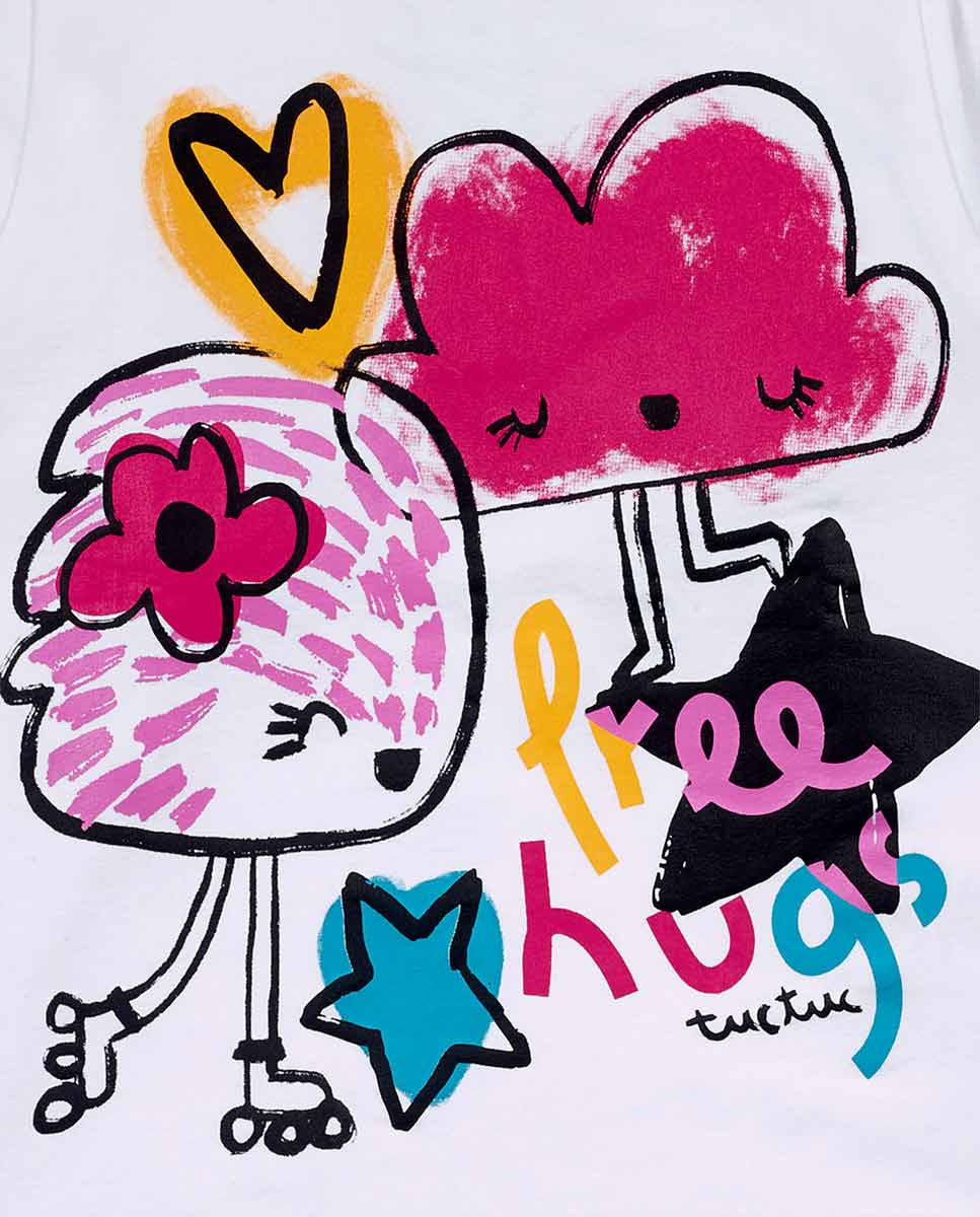 Camiseta punto blanco de niña Big Hugs