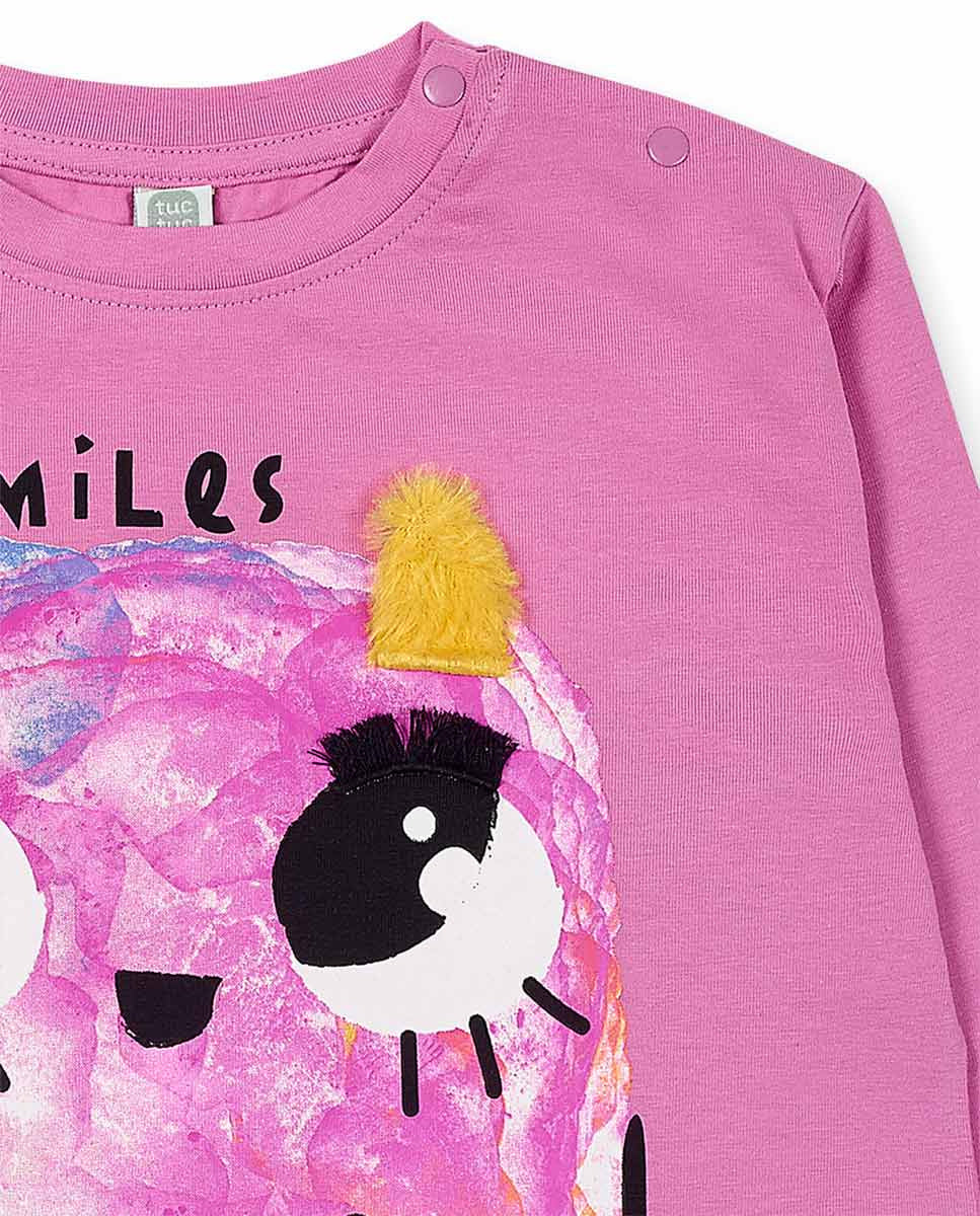 Camiseta punto rosa de niña Big Hugs