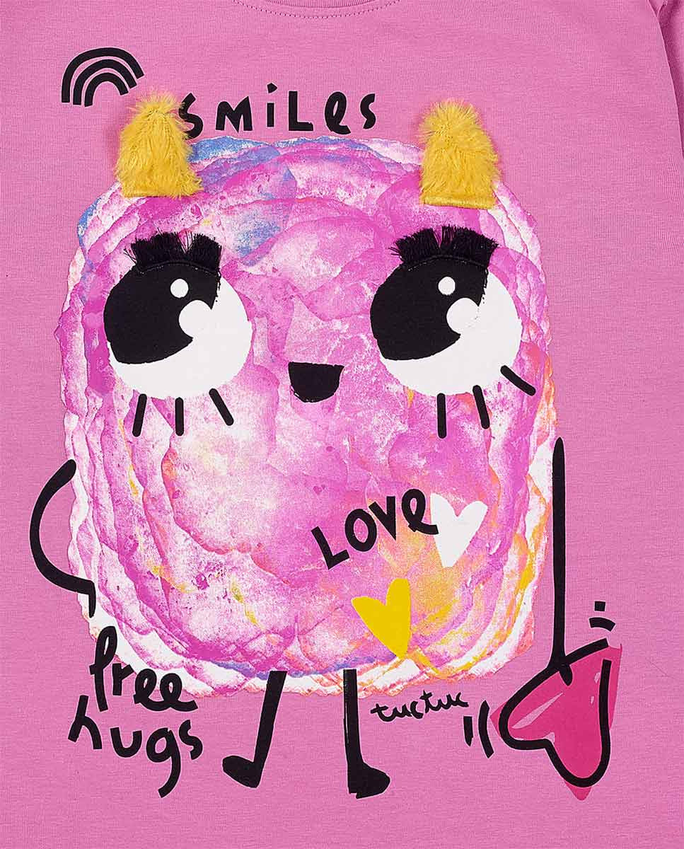 Camiseta punto rosa de niña Big Hugs