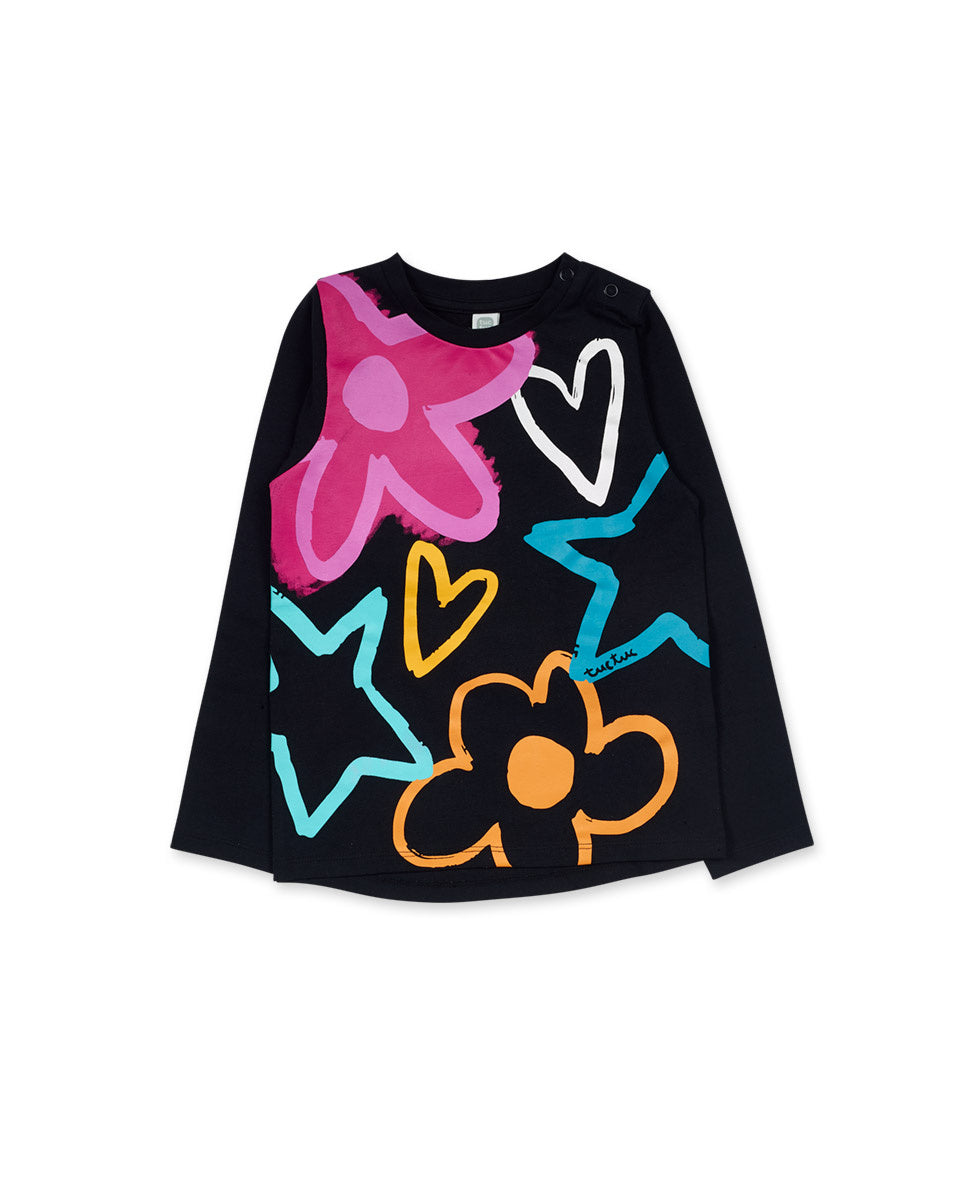 Camiseta punto negro de niña Big Hugs