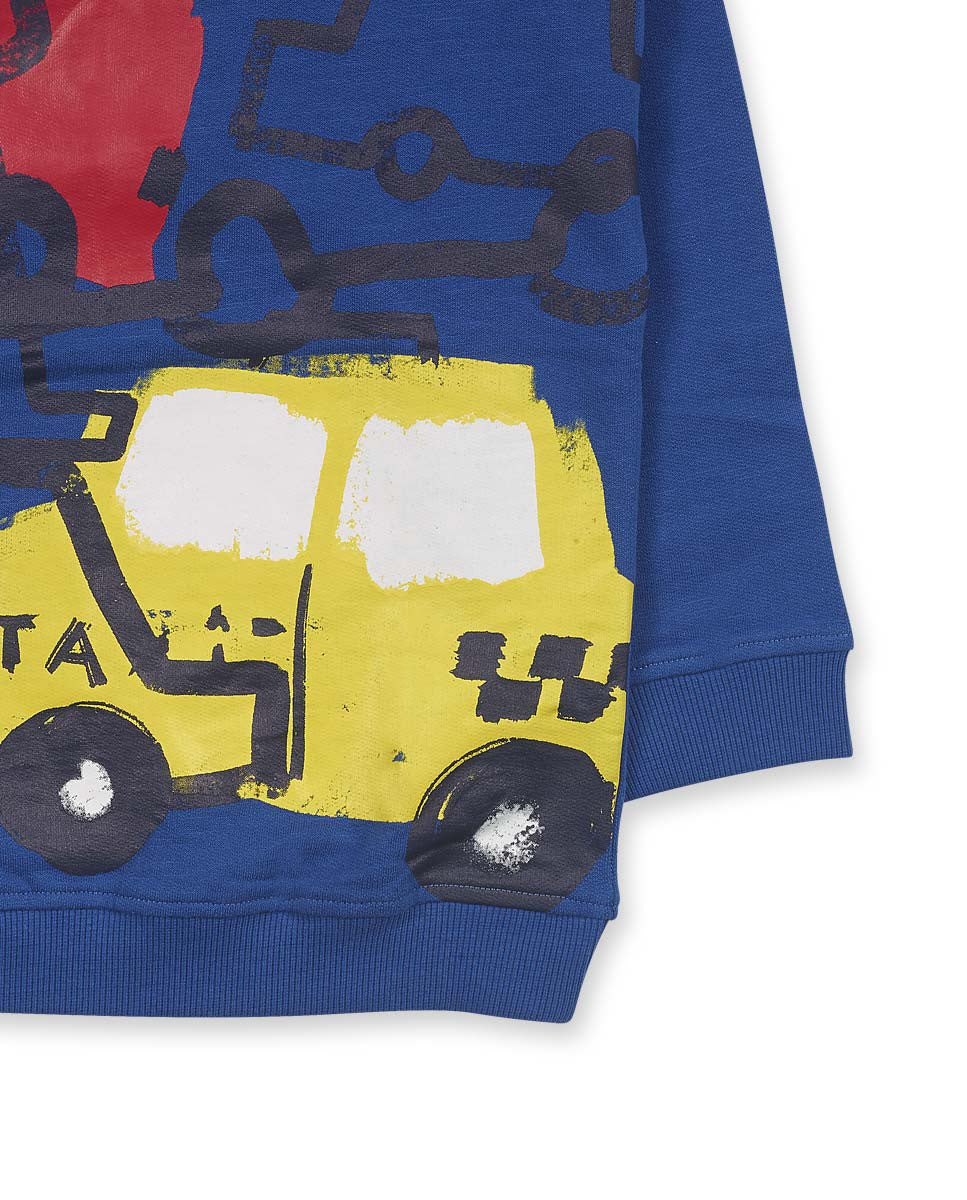 Sudadera felpa azul niño Road to Adventure