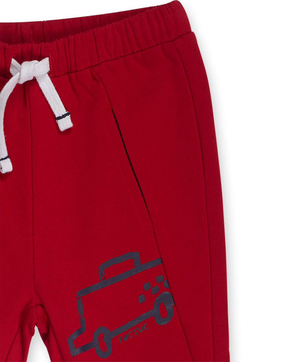 Pantalón felpa rojo niño Road to Adventure