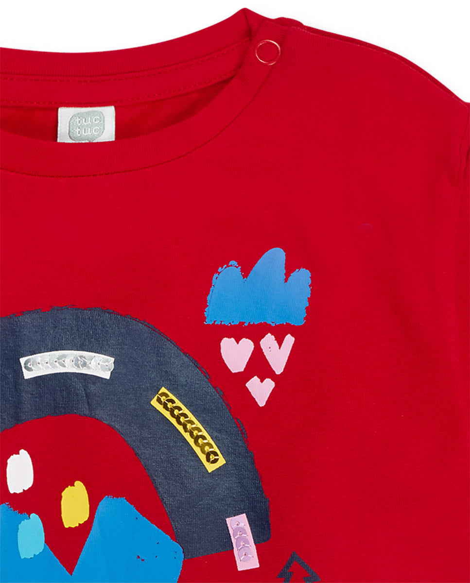 Camiseta punto roja niña Road to Adventure