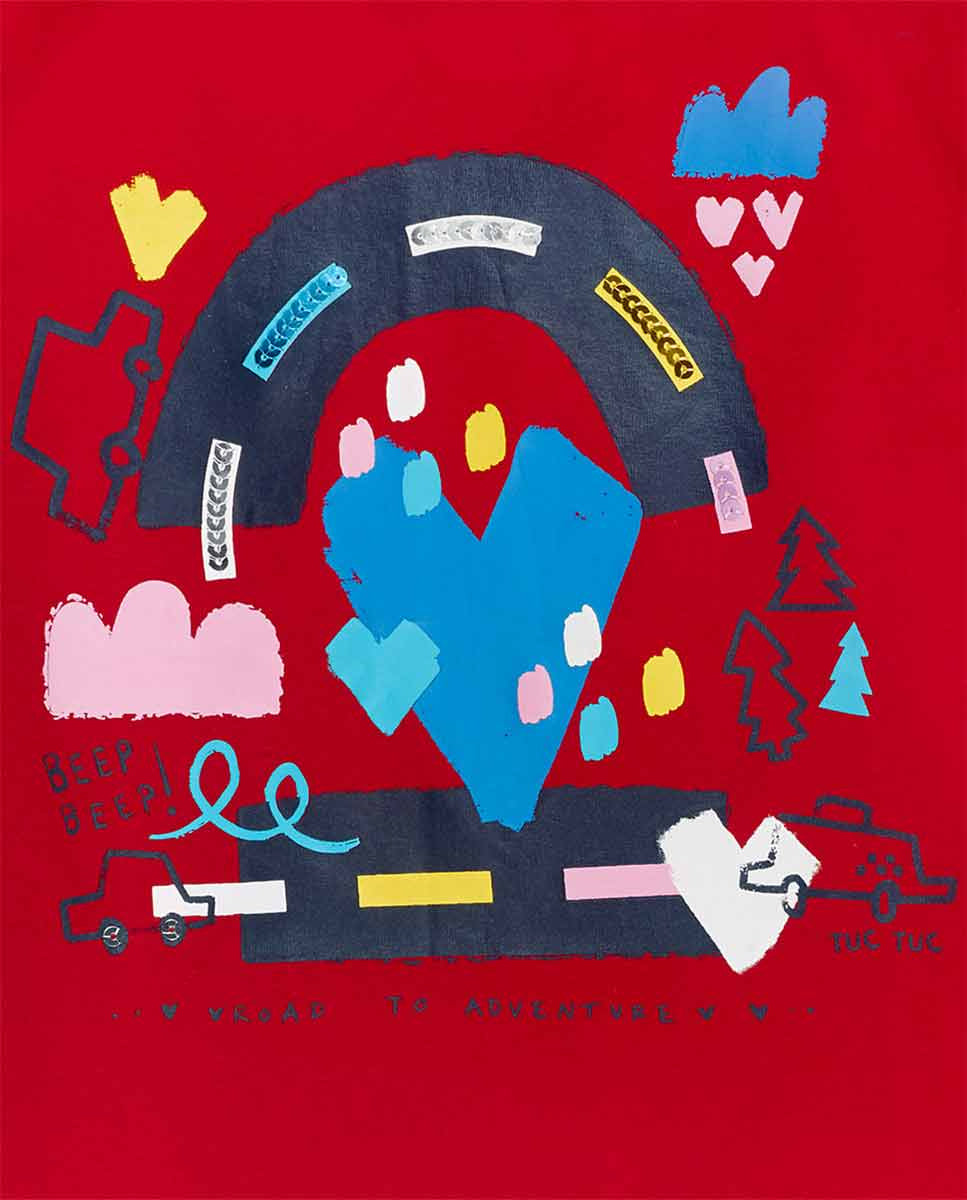 Camiseta punto roja niña Road to Adventure