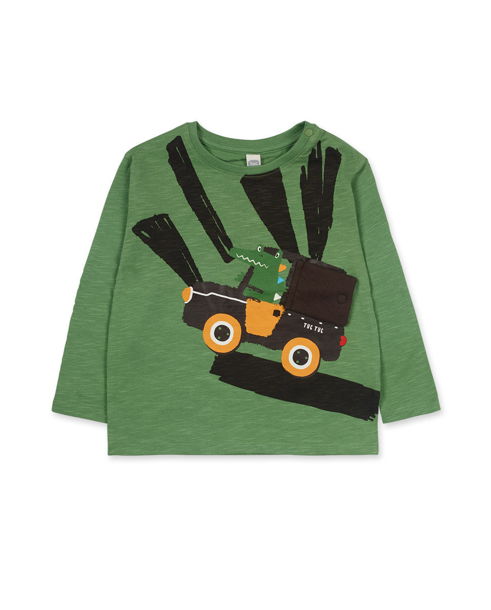 Camiseta punto verde de niño My Troop