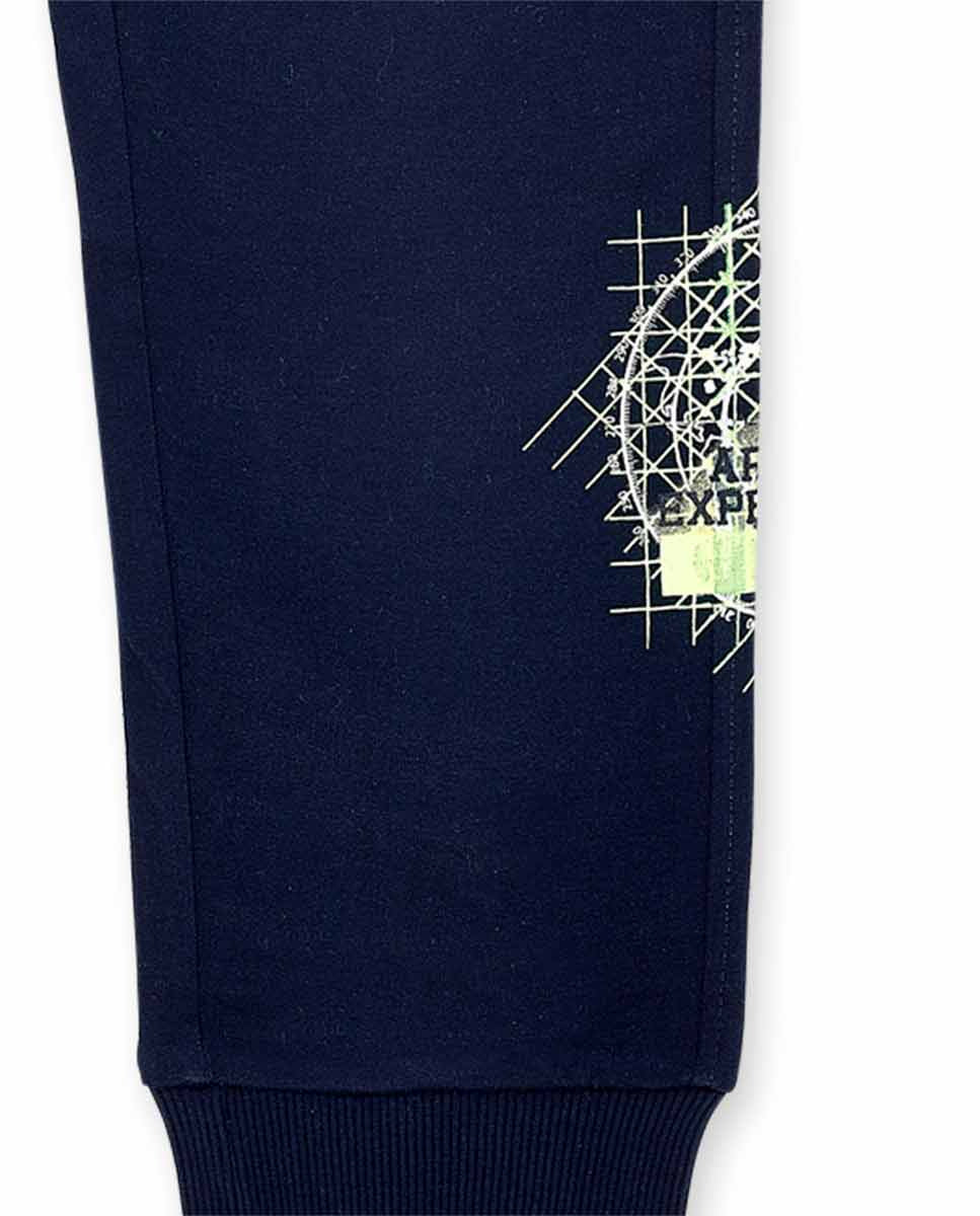 Pantalón felpa azul bolsillos niño Ocean Mistery
