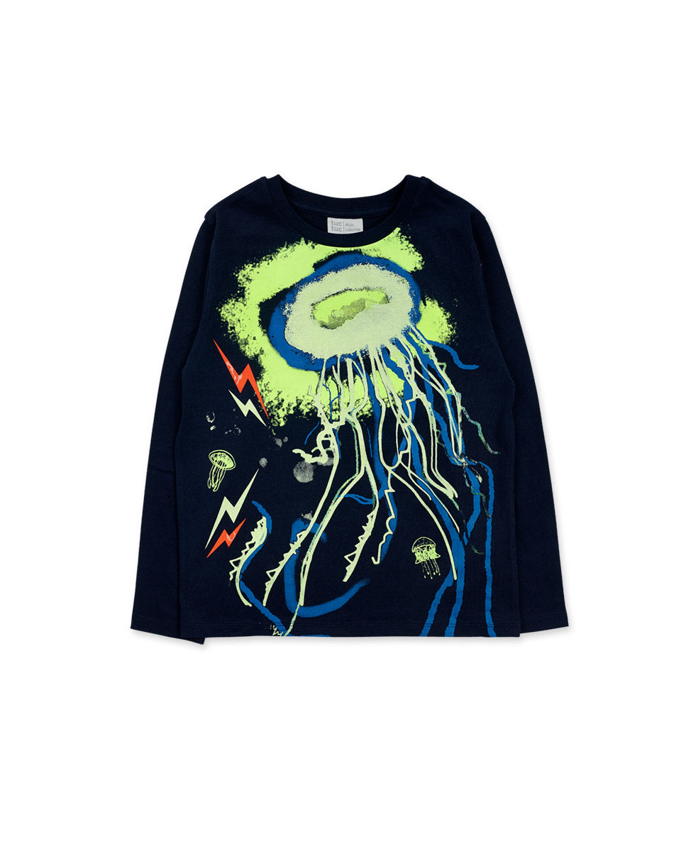 Camiseta punto azul brillante niño Ocean Mistery