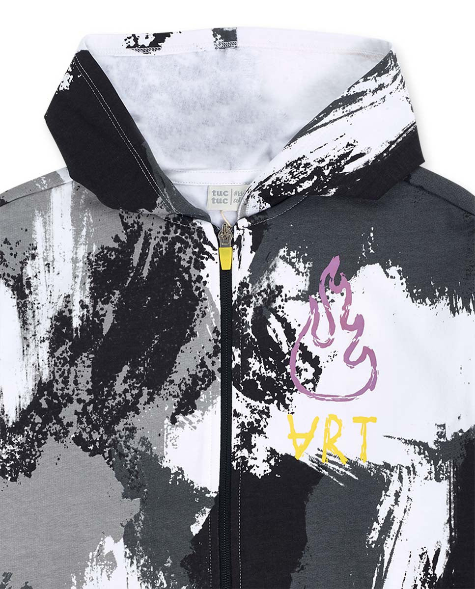 Chaqueta felpa blanco gris negro niño The New Artists