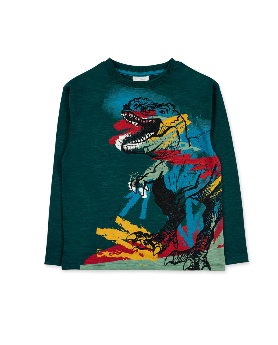 Camiseta punto verde oscuro niño New Era