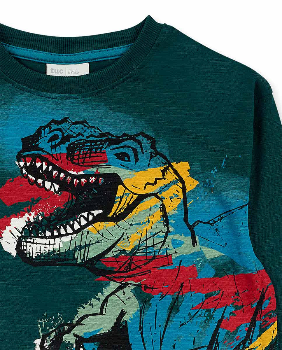 Camiseta punto verde oscuro niño New Era