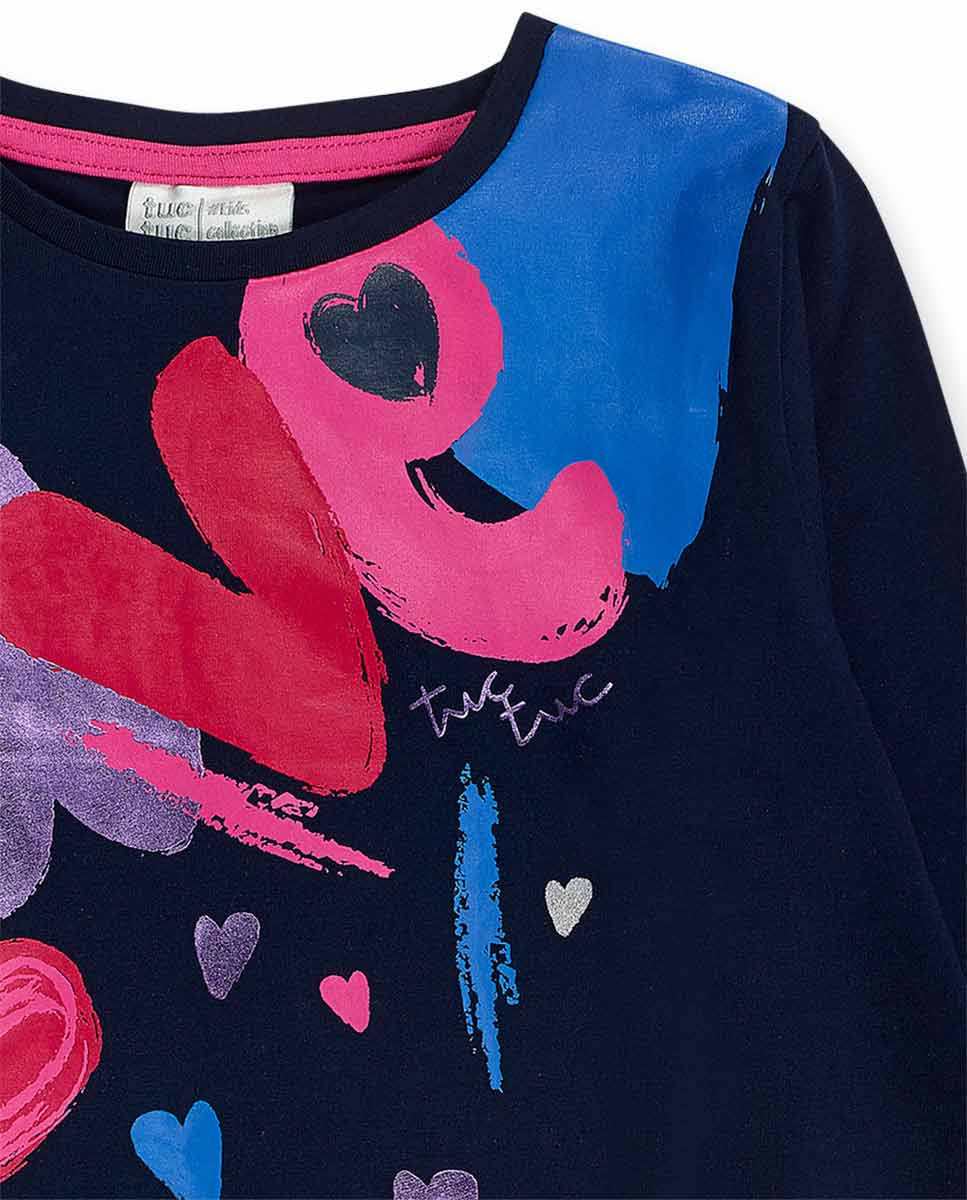 Camiseta punto azul niña Fav Things