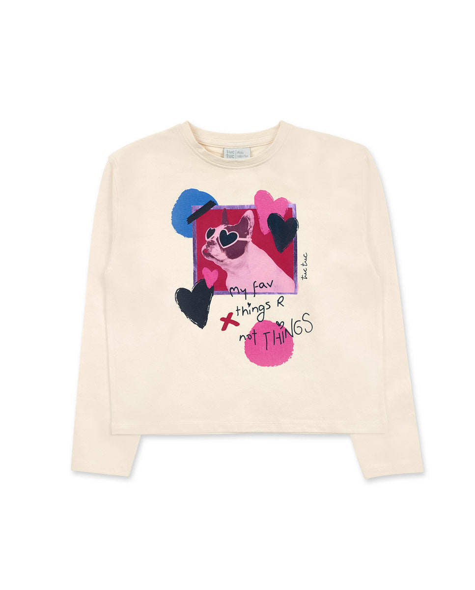 Camiseta punto blanco niña Fav Things