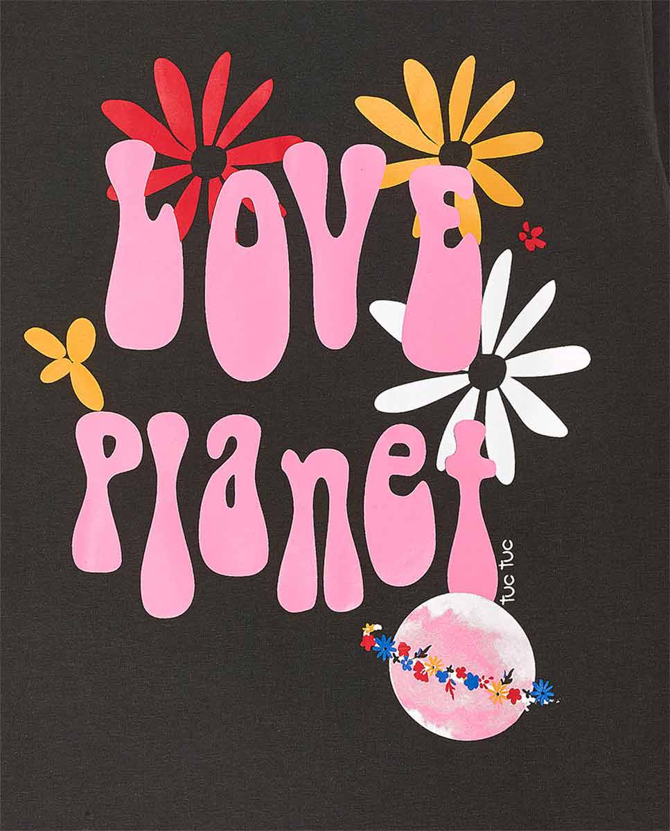 Camiseta punto marrón niña Natural Planet
