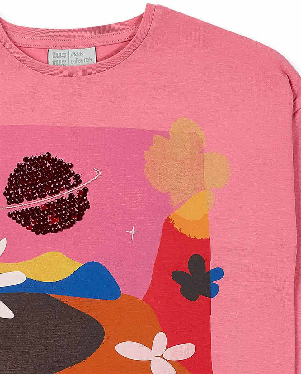 Camiseta punto rosa niña Natural Planet